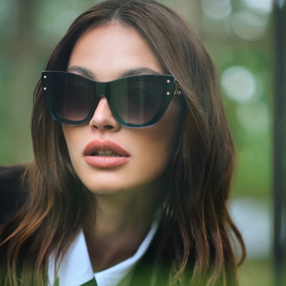 New! BUGATTI 48L-BK Elegant Cat Eye Luxury Black Sunglasses, Authentic